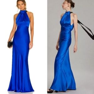 NEW SALONI Michelle Dress hammered silk blue US size 6